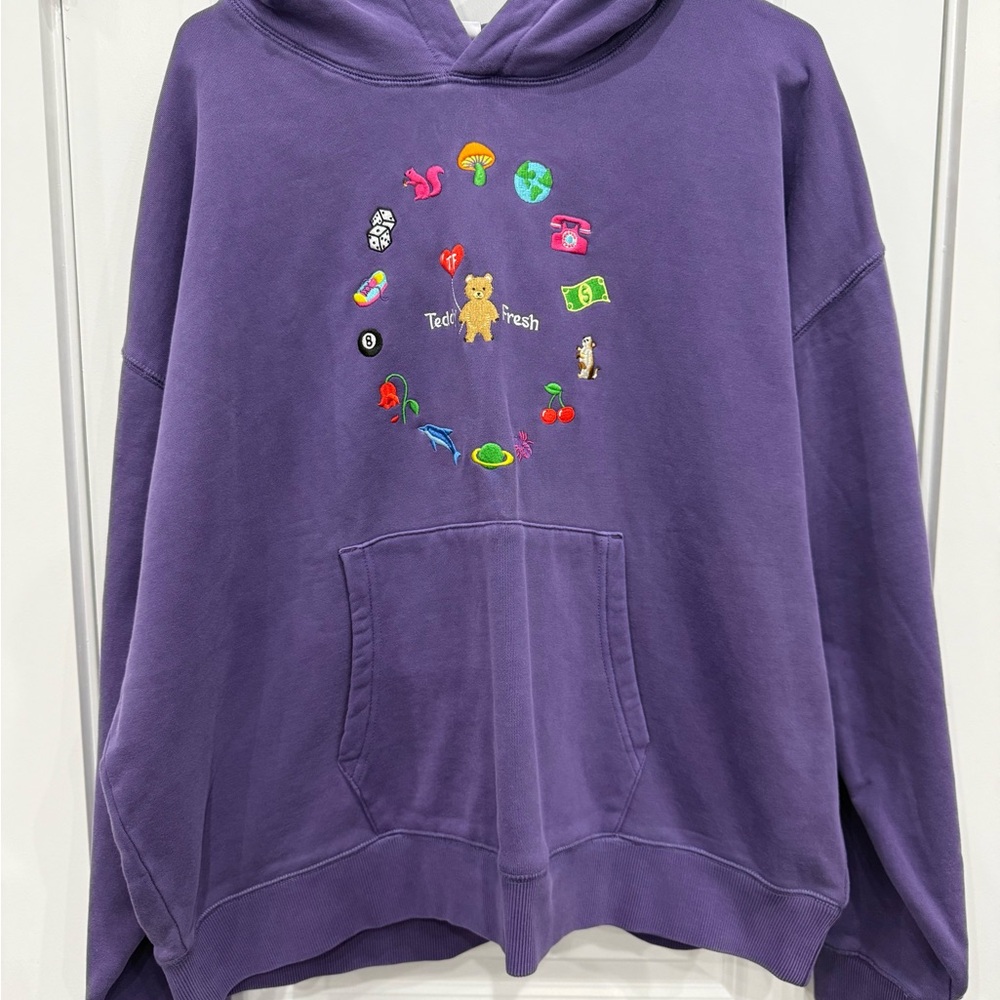 Teddy Fresh Purple Embroidered Icon Circle Hoodie